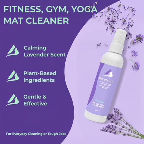 SwaytAway Travel Yoga Mat Cleaner Spray & Towel Kit, 4oz – Non Slip, No Rinse Plant-Based Lavender Essential Oil Mist for Gym, Pilates & Hot Yoga – Made in USA - size: 4 oz - 1 Pack