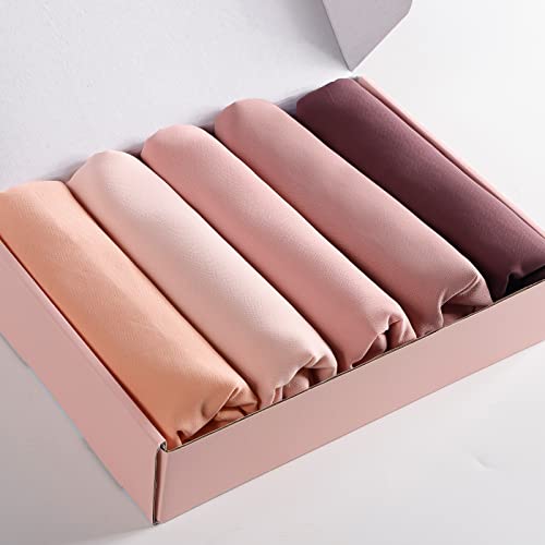 Febfim 4 PCS Muslim Women Soft Premium Solid Chiffon Hijab Scarves Shawl Long Scarf Wrap Scarves with Gift Box - color: Bronze