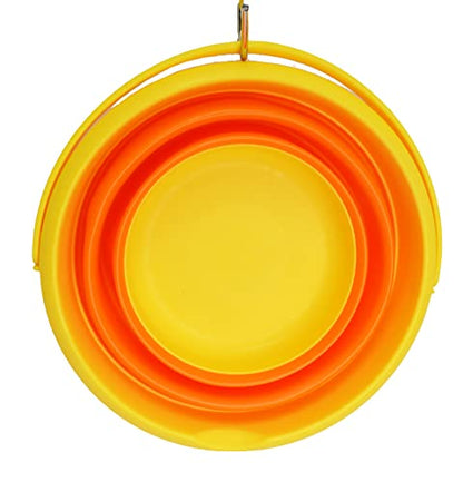 SAMMART 5.5L (1.4 Gallon) Set of 2 Collapsible Plastic Bucket - Foldable Round Tub - Portable Fishing Water Pail - Space Saving Outdoor Waterpot. (Carrot + Lemon) - color: Carrot + Lemon