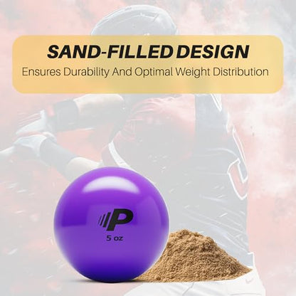 Simple Plyometric Weighted Ball | Baseball & Softball Training Ball | Arm Strength & Pitching | Durable PVC Shell with Sand Fill - size: 5oz