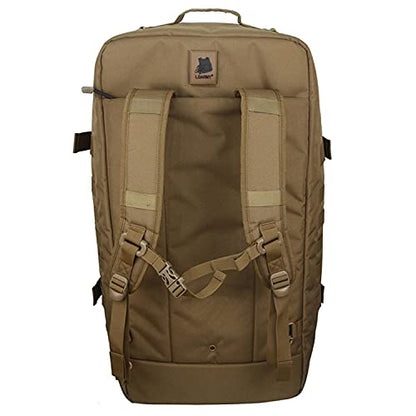 3 in 1 Tactical Travel Duffel Bag Backpack, Heavy Duty Gym Bag coyote | Waterproof 600D nylon, internal collapsible dividers, weekend overnight travel, gym workout, camping luggage, 45L - color: Coyote, size: 45L,(23x12x9)Inches