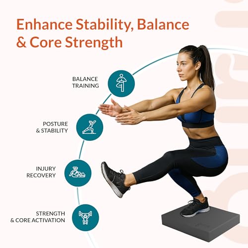 Gurus Balance Pad – High-Density Foam Balance Pad Physical Therapy for Stability & Strength, Exercise Foam Pad for Balancing, Non-Slip Lightweight Trainer for Home Gym & Rehab (Blue) - color: Black