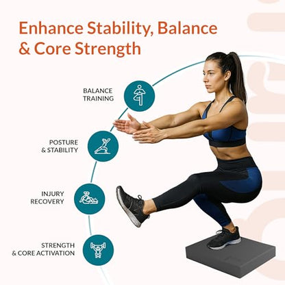 Gurus Balance Pad – High-Density Foam Balance Pad Physical Therapy for Stability & Strength, Exercise Foam Pad for Balancing, Non-Slip Lightweight Trainer for Home Gym & Rehab (Blue) - color: Black