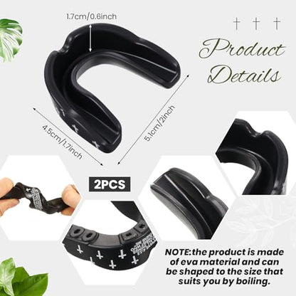 Yaomiao 2 Pcs Mouth Guards Christian Teeth Guards Sport Game Guard & Case Religious MouthGuard Soccer Football Basketball Baseball Wrestling Lacrosse Rugby Boxing Taekwondo - size: Youth, style: Black & Philip