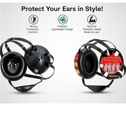 Wrestling Headgear with Ear Protection & Chin Cup Adjustable Lightweight Head Guard for Competition & Practice – Durable Protective Wrestling Ear Guard for Youth & Adult Athletes - color: Marines