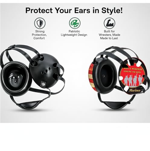 Wrestling Headgear with Ear Protection & Chin Cup Adjustable Lightweight Head Guard for Competition & Practice – Durable Protective Wrestling Ear Guard for Youth & Adult Athletes - color: Marines