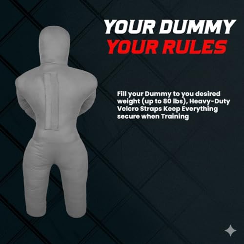 PGS Grappling Dummy Kids BJJ Wrestling Dummy Punching Bag Submission MMA Brazilian Jiu Jitsu Judo Karate Throwing Boxing Dummy Dummies for Practice UNFILLED - color: GREY, size: 40"(100 CM)
