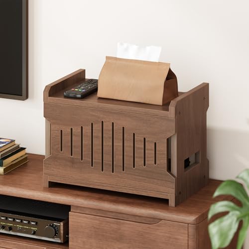 HOOBRO 10 Gallon Aquarium Stand and Wooden WiFi Router Storage Box, 3-Tier Fish Tank Stand with Storage, WiFi Router Organizer with Cable Management & Ventilation, BF52FT01-WL125CJ01