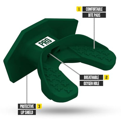 Nxtrnd One Pro Football Mouth Guard, Interchangeable Strap, Fits Adult & Youth (Dark Green) - color: Dark Green Pro
