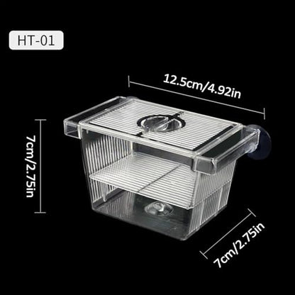 1/2 Fish Acclimation Box - Acrylic Hatchery Incubator Tank, Fish Breeder Box with 2 Suction Cups | Easily Install Breeding Isolation Box, Floating Breeding Box for Baby Fishes Shrimp Betta Guppy - size: Small