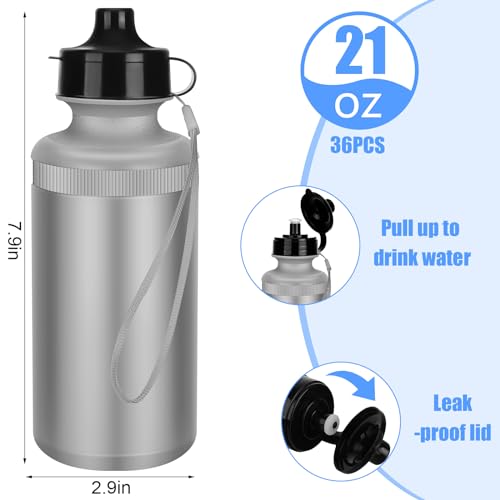 Zubebe 36 Pcs Sports Water Bottles Bulk Squeeze Reusable Bpa-free Plastic Water Bottles End of the Year Gifts Summer Gifts for Students School Travel Hiking Cycling Event Team Gift - color: Silver Gray