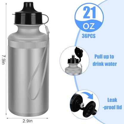 Zubebe 36 Pcs Sports Water Bottles Bulk Squeeze Reusable Bpa-free Plastic Water Bottles End of the Year Gifts Summer Gifts for Students School Travel Hiking Cycling Event Team Gift - color: Silver Gray