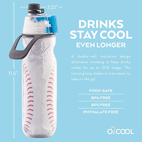 O2COOL Mist N Sip 20 oz Misting Sports Water Bottle 2-Pack Baseball | Yes - color: Baseball, style: Baseball