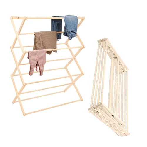 Pennsylvania Woodworks Premium American Maple Clothes Drying Rack - Handcrafted in Pennsylvania - Solid Wood Construction, Collapsible, Eco-Friendly Laundry Solution (X-Large) - color: X-large | Flat Top