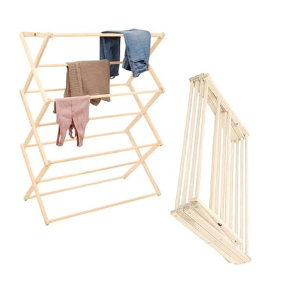 Pennsylvania Woodworks Premium American Maple Clothes Drying Rack - Handcrafted in Pennsylvania - Solid Wood Construction, Collapsible, Eco-Friendly Laundry Solution (X-Large) - color: X-large | Flat Top
