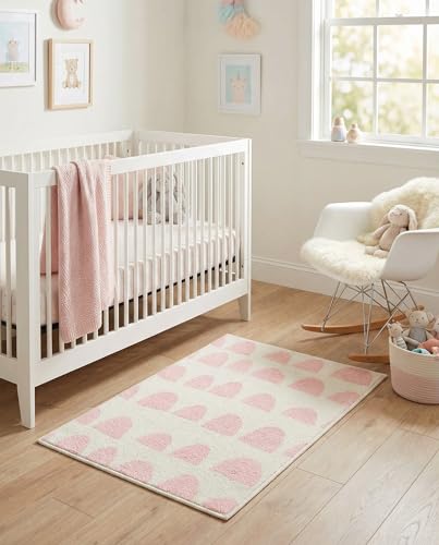 Rugs.com Whimsy Kids Collection Rug – 2x3 Ivory and Pink Medium-Pile Rug Perfect for Entryways, Kitchens, Breakfast Nooks, Accent Pieces - color: Ivory and Pink, size: 2' 2 x 3'