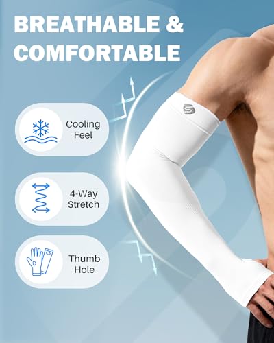 Arm Sleeves for Men Women UV Sun Protection Compression Arm Warmer Tattoo Cover Up, Sports Golf Cooling Sleeves - color: 4 Pairs_black+white