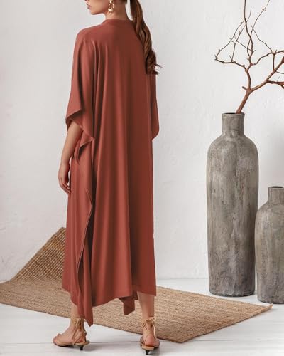 Bsubseach Women Kaftan Dresses Caftan Maxi Dress Swimsuit Cover Up Moomoo - color: B-orange Red