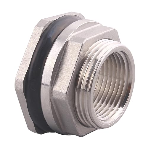 DERNORD 1" Female Bulkhead Water Tank Connector Stainless Steel Bulkhead Fittings Pack of 5 - size: 1 Inch, style: Pack of 5