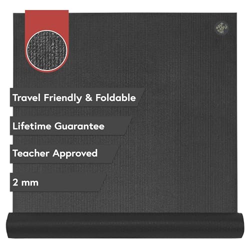 Manduka PRO Travel Yoga Mat - 2mm | Foldable & Travel Friendly | Lifetime Durability | Teacher Approved | Hygienic Construction - color: Black Night, size: 71" x 24"