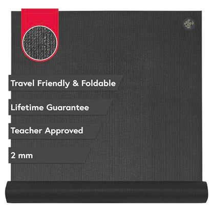 Manduka PRO Travel Yoga Mat - 2mm | Foldable & Travel Friendly | Lifetime Durability | Teacher Approved | Hygienic Construction - color: Black Night, size: 71" x 24"