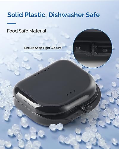 JMU 2 Pcs Retainer Case with Vent Holes, Orthodontic Storage Case | White and Black, Dental Mouth Guard Holder, Travel Box for Aligner with Snap Lock - color: White/Black