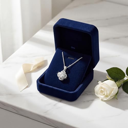 Necklaces for Women - Sparkling Flower Pendant Necklace, 18K Gold Plated Chain, Sunflower Clover Jewelry for Wedding Party, 16+2 Inch - color: Silver