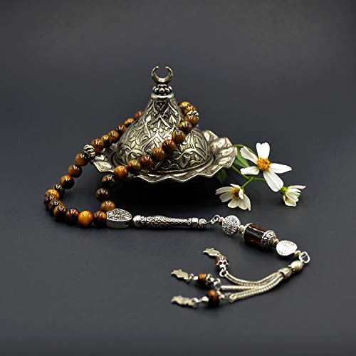 Design -Tiger Eye Stone Series Worry Beads - Prayer Beads (8 mm-33 Beads) Tesbih-Tasbih-Tasbeeh-Misbaha-Masbaha-Subha-Sebha-Sibha-Rosary (Elegant Model, 8mm 33 Beads) - color: Elegant Model, 8mm 33 beads