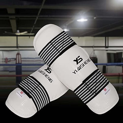 Taekwondo Shin Guards, EVA Protective Sparring Pads with Adjustable Elastic Straps for Kickboxing, MMA, Martial Arts Training, Size M