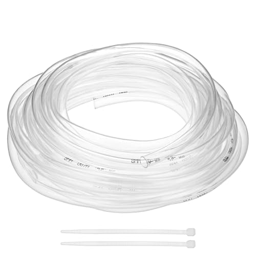 M METERXITY Vinyl Tubing 5/16" ID x 3/8" OD 30ft, Clear | Flexible Plastic Tube, with 2 Hose Ties, Lightweight Hybrid PVC Hose, for Water Gardening, Airline, Aquarium Tubing - size: 5/16" ID x 30ft