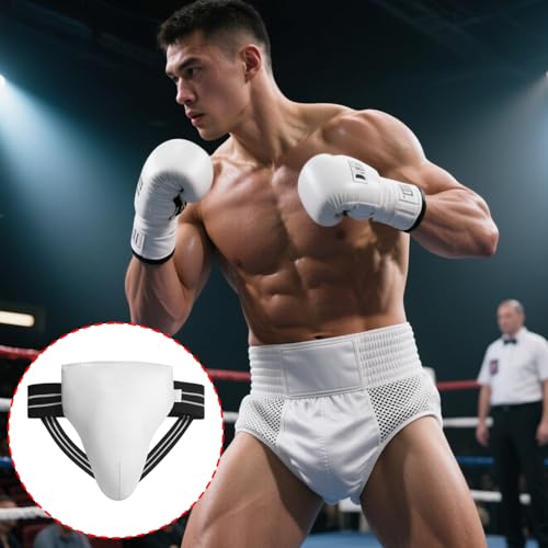 QINGFAN Man Taekwondo Groin Guard Abdominal Crotch Protector Art Groin Protector for Boxing Training - size: Medium