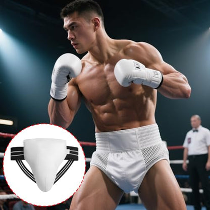QINGFAN Man Taekwondo Groin Guard Abdominal Crotch Protector Art Groin Protector for Boxing Training - size: Medium