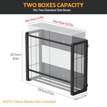 THYGIFTREE Magnetic Glove Holder for 2 Boxes, Wall Mount Metal Rubber Latex Disposable Gloves Tissue Dispenser for Toolbox Garage Workshop Kitchen Fridge - size: 2-Box Horizontal
