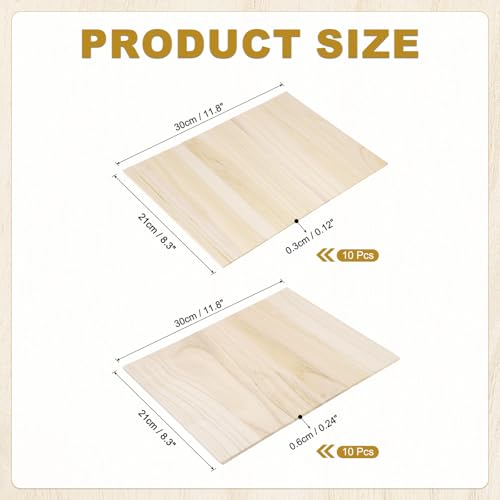 PATIKIL Wood Breaking Board 3mm 6mm Thick, 20 Pack Karate Martial Arts Boards Wooden Kick Board Training Accessory for Adult Taekwondo Punching Karate Practice Performing
