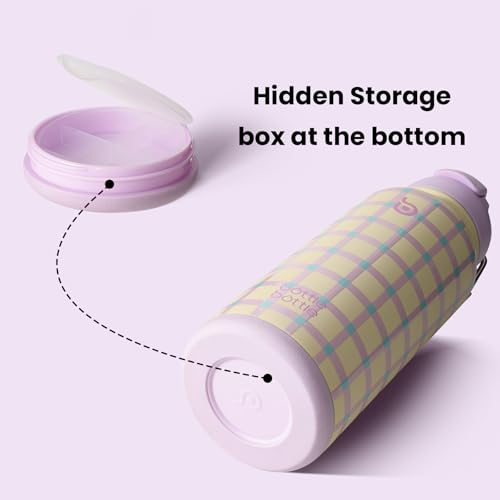 BOTTLE BOTTLE 32oz Insulated Water Bottle with Pill Box | Stainless Steel,Sport Water Bottle, with Straw Dual-use Lid and Pill Box, Design for Gym - color: VivaBands