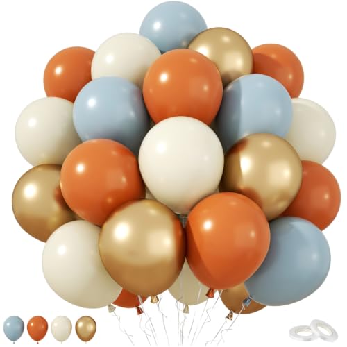 Fall Balloons, 50Pcs 12 Inch Thanksgiving Harvest Themed Party Decorations - color: Orange Blue White