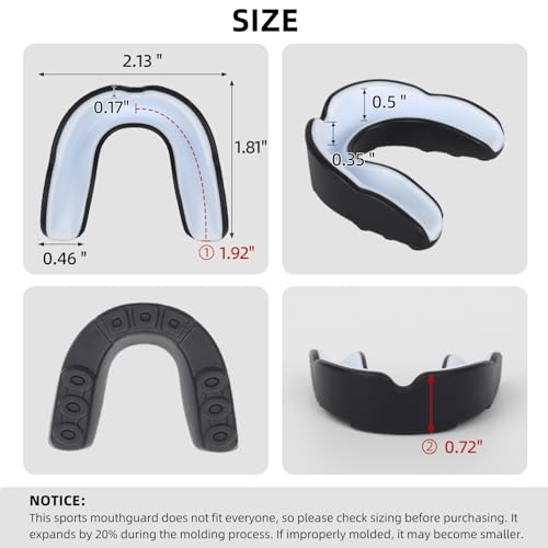 6 Pack Sports Mouthguard, Kids & Youth Mouth Guard with Case for Boxing, MMA, Hockey, Soccer, Basketball, Size L - size: Large (7-14 Year old)