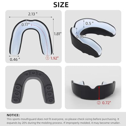 6 Pack Sports Mouthguard, Kids & Youth Mouth Guard with Case for Boxing, MMA, Hockey, Soccer, Basketball, Size L - size: Large (7-14 Year old)