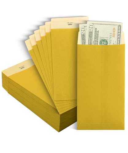 Mr. Pen- Money Envelopes for Cash, 6.5" x 3.5", 100 Pack, Kraft Paper | Self-Adhesive Bulk Cash Envelopes for Budgeting, Money and Coin Saving, Check, Budget, Small Item Organizing - color: Gold, size: 100 Pack