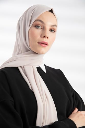 Chiffon Hijab Scarf For Women - Made in Turkiye - color: Stone