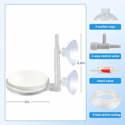 AQUANEAT Aquarium Air Stone Disc, 2 Inch Nano Bubble Stone Kit Quiet Dissolved Oxygen Diffuser with Accessories tubing and valves for Small Fish Tank - size: 2 inch