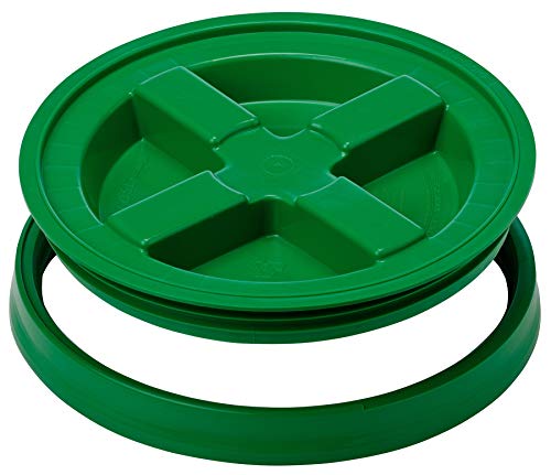 6 Gallon Food Grade Bucket Pail with Green Air Tight Screw on Lid (Pack of 2) BPA Free Made in USA Container