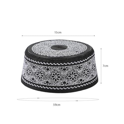Muslim Prayer Kufi Hat Men Islam Skull Embroidery Cap Beanie Hat Arabian Omani Turkish Prayer Headwear Eid Gift - color: White Flower