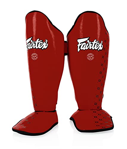Fairtex SP5 남성, 여성, 아동용 무에타이 정강이 보호대 | 정강이는 프리미엄, 경량 및 내구성 | 훈련 또는 스파링 중에 정강이 부목을 방지하기 위한 확장된 보호 기능 - color: 레드, size: 스몰