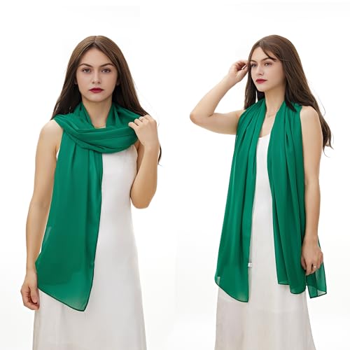YOUR SMILE for Women Lightweight Breathable Solid Color Soft Chiffon Long Fashion Scarves Sun-proof Shawls Wrap - color: Green