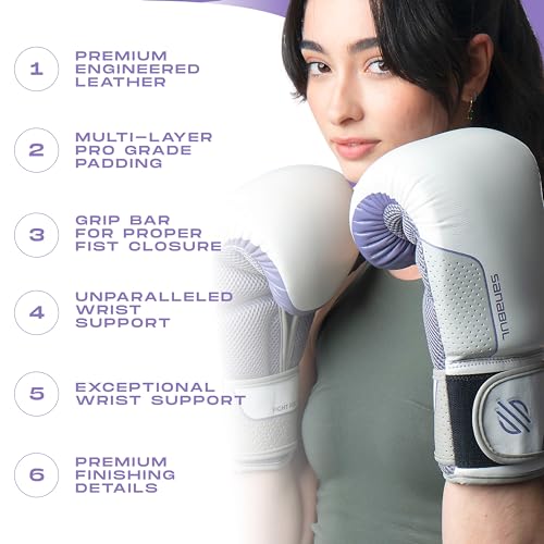 Sanabul Hyperstrike Boxing Gloves for Women, Kickboxing MMA Muay Thai Gloves, Training Sparring Punching Heavy Bag. - color: Purple/White, size: 8 oz