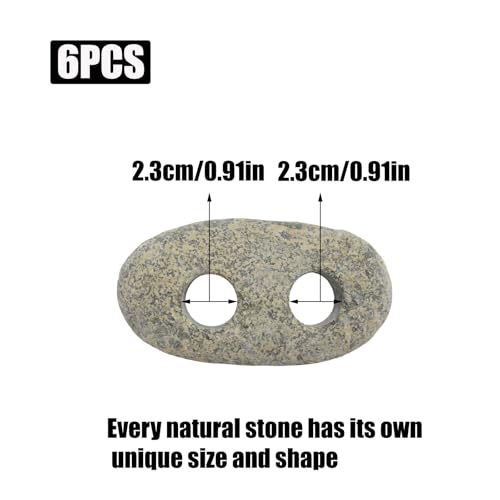 6PCS Aquarium Plant Weights, Live Rocks, Plant Weights for Fish Tank, Unique Shape and Size, Suitable for Decorating Fish Tanks, 0.91" 2Holes - size: Two Holes