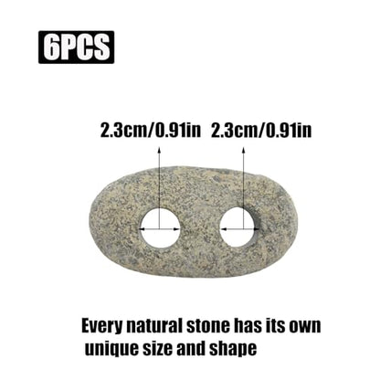 6PCS Aquarium Plant Weights, Live Rocks, Plant Weights for Fish Tank, Unique Shape and Size, Suitable for Decorating Fish Tanks, 0.91" 2Holes - size: Two Holes