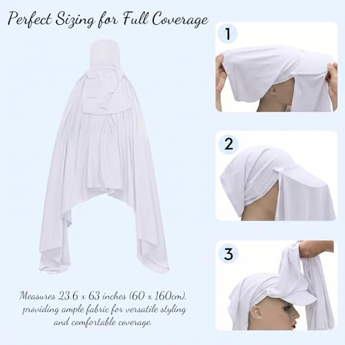 ZLYC Women Muslim Hijab Scarf with Visor Built-in Undercap Sun Protection Headwrap - color: Solid White