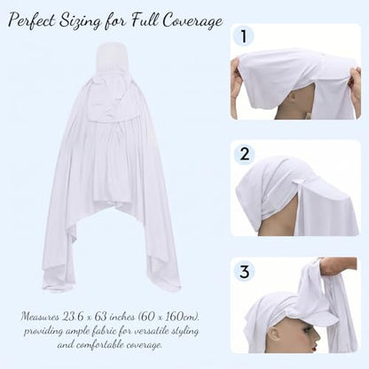 ZLYC Women Muslim Hijab Scarf with Visor Built-in Undercap Sun Protection Headwrap - color: Solid White